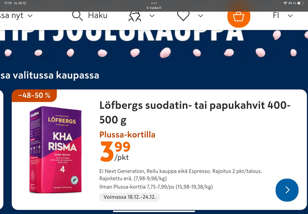 Se on poikettava pari kierrosta suoermarketissa.