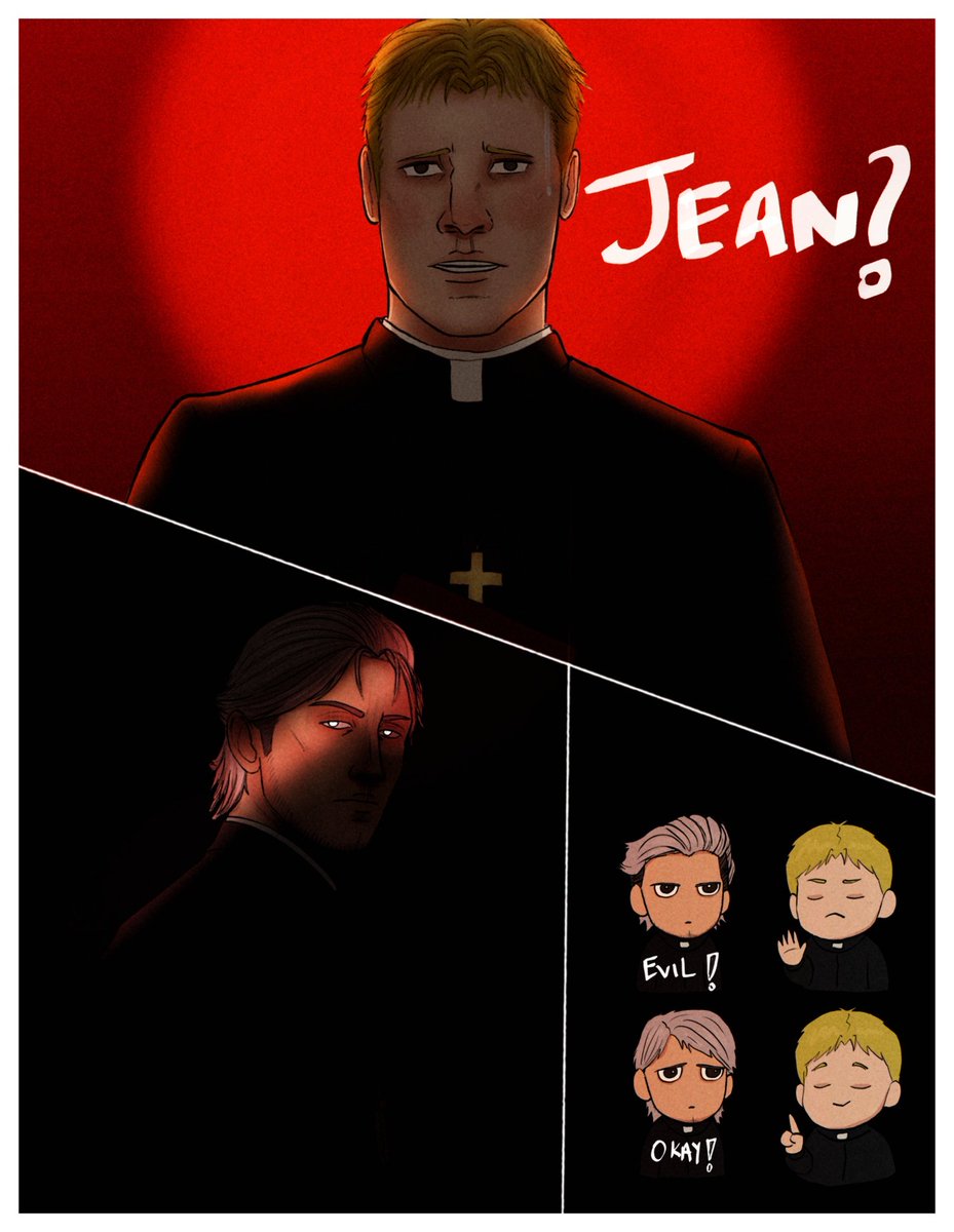 felineverdure's tweet photo. supposed to be for reijean halloween event months ago but it didn't quite fit any of the prompts 😖 #jeankirstein #reinerbraun #reijean #flochforster #flojean #attackontitan https://t.co/6lUlFMZ3iv