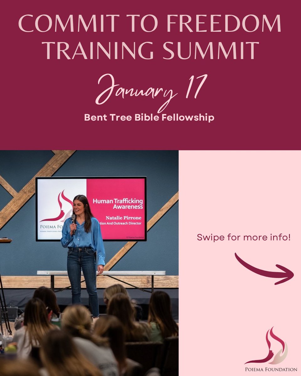 PoiemaFound's tweet photo. January is National Human Trafficking Prevention Month, and we’re kicking it off with powerful events—starting with our Training Summit in Carrollton! Come learn how to keep your family and community safe and how you can help combat this widespread issue. https://t.co/Up1FaVei8v https://t.co/8sK8GxcMXo