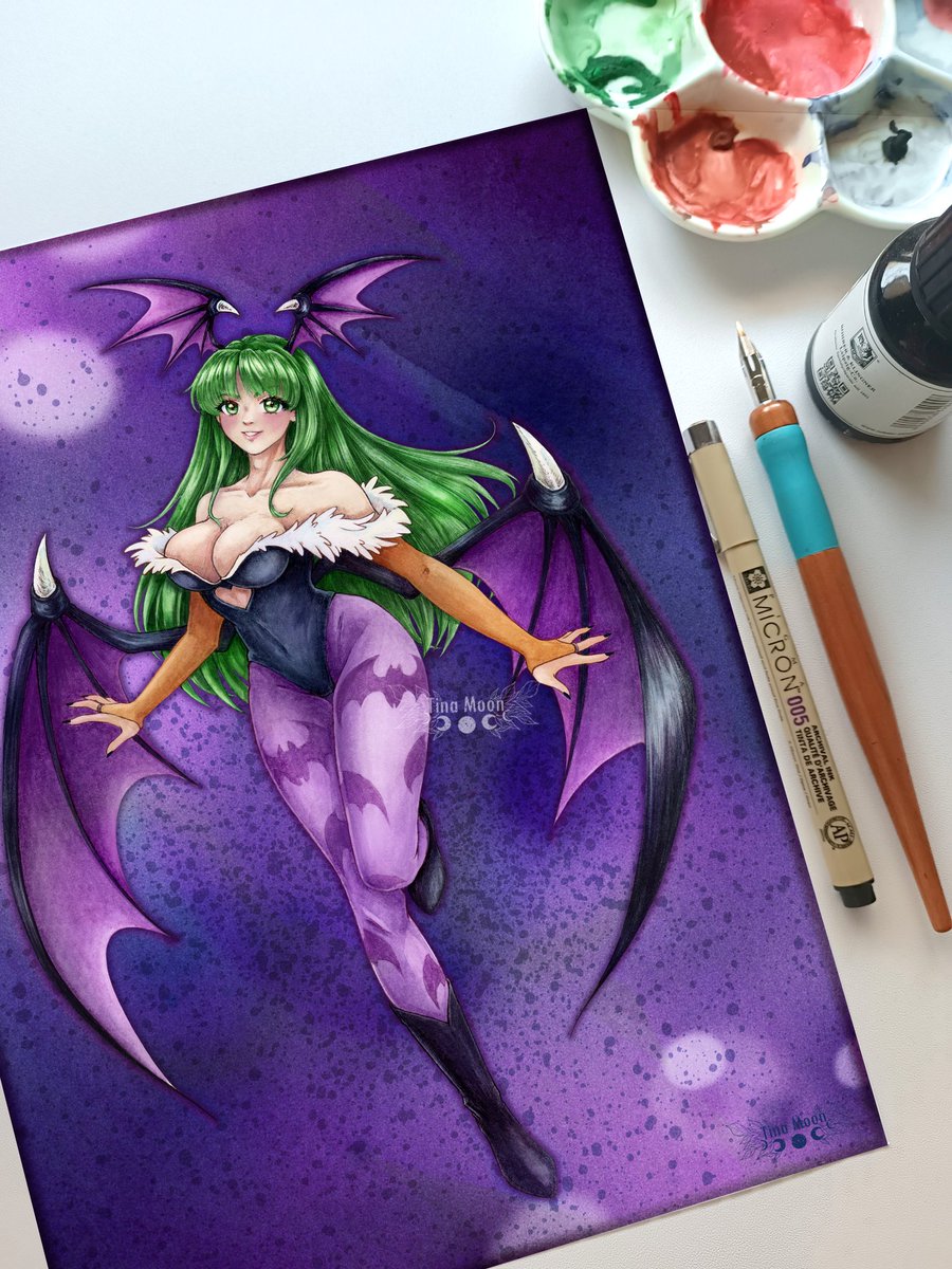 TinaMoon_Art's tweet photo. 🖤 Morrigan • DalkStalkers
Traditional Art Ink &amp; watercolors (Digi Background) Streamed on #twitch

🥰 COMMISSION OPEN

#art #artist #morrigan #waifu #Vampire #Demon #anime #animeart #mangaartist #painting #drawing #illustration #イラスト #アニメイラスト #お絵描き #Darkstalkers https://t.co/UeQVPGBd2g