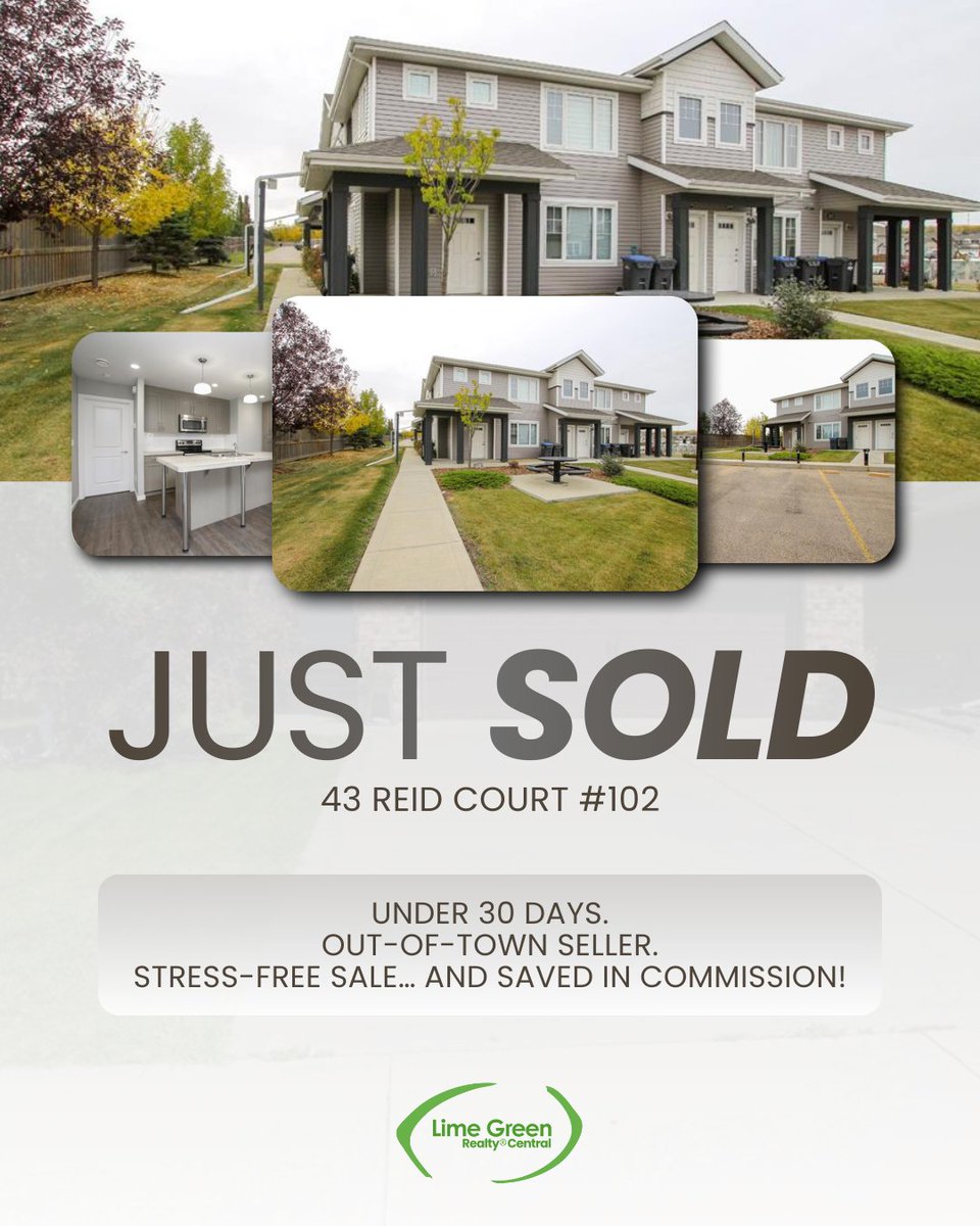 Just Sold at 43 Reid Court 102 🎉
Out of town seller
Sold in under 30 days
Stress free and commission savings
Smart pricing and strong marketing still matter.
Grateful for the trust and referral 💚

#RedDeerRealEstate