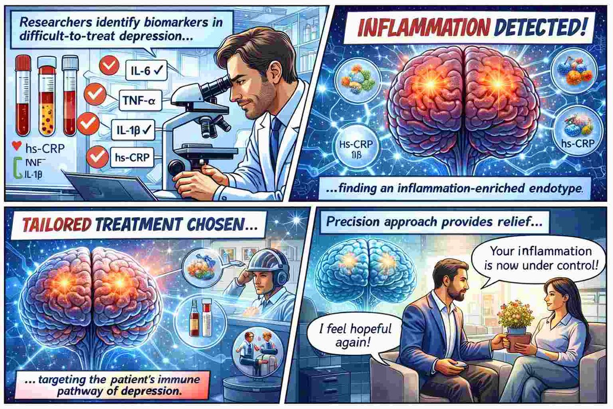 WalterPaganin's tweet photo. 🧠 Not all #DTD is the same! A subgroup shows an #inflamed-endotype (hs-CRP ≥3 mg/L; IL-6/TNF-α/IL-1β). ➡️ Stratification first, then treatment.
🎯 Toward precision #immunopsychiatry
Patient-centred outcomes: functioning, QoL, cognition.
DOI: 10.36131/cnfioritieditore20250610 https://t.co/yzhjUhlaEw