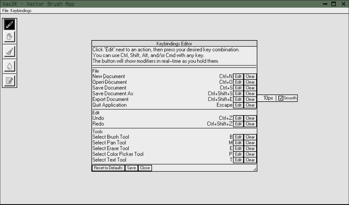 lsnqdev's tweet image. Not enough software implements keybinding options. Vec2k allows for your keybindings to be stored locally, so they persist. Every new feature that will be added will allow the option for you to have a keybinding to it, to truly enable power users