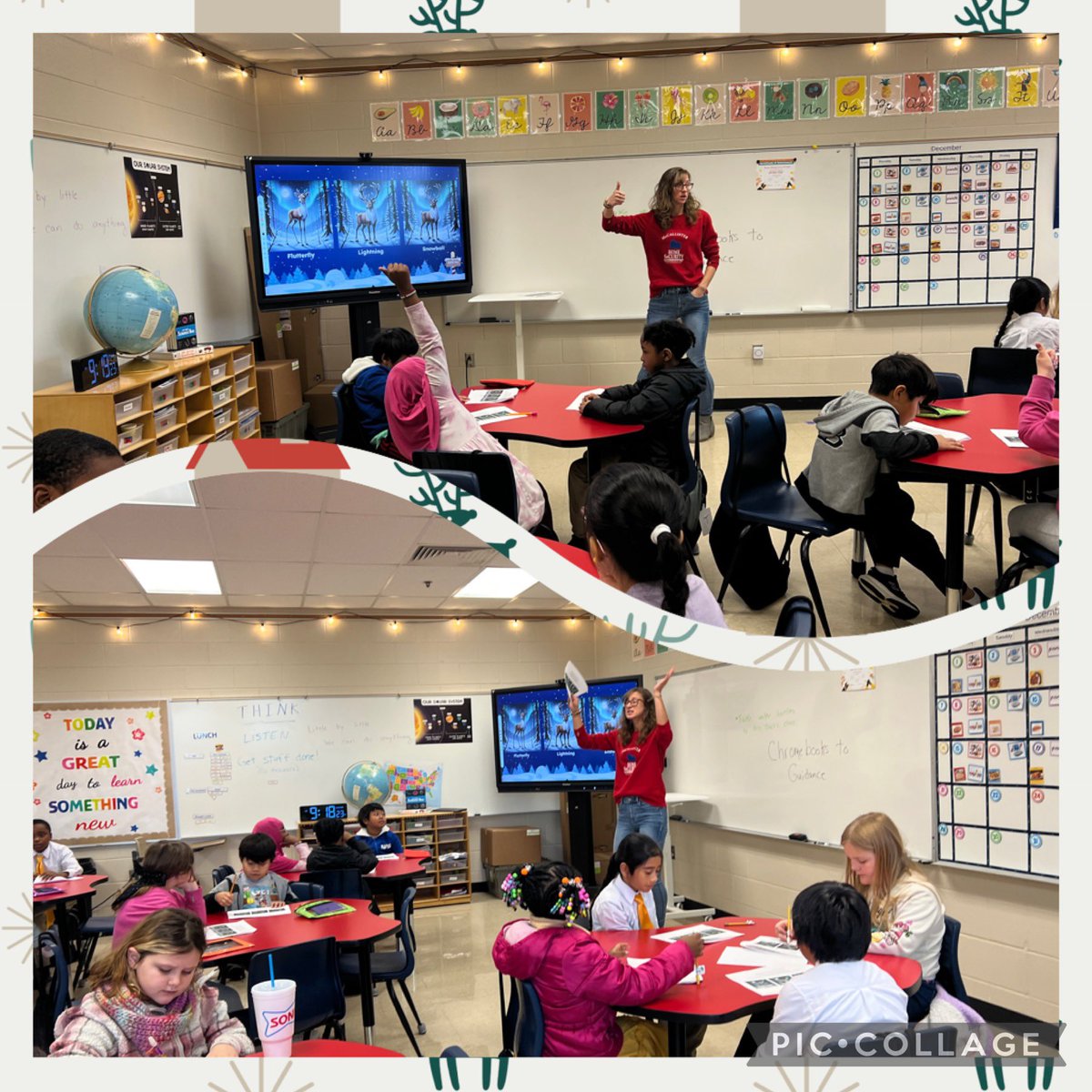 MsMarcumBGISD's tweet photo. Can Mrs. Greer’s 3rd grade scientists @PBC_Elementary help Santa 🎅🏼 hire a new sleigh flyer? 🛷 Let’s investigate traits 🔍 and write a CER ✍🏽 on which reindeer deserves the promotion! 🦌 #bgisdbrightspots #kydlc #bgisd https://t.co/v8hccIEGr3