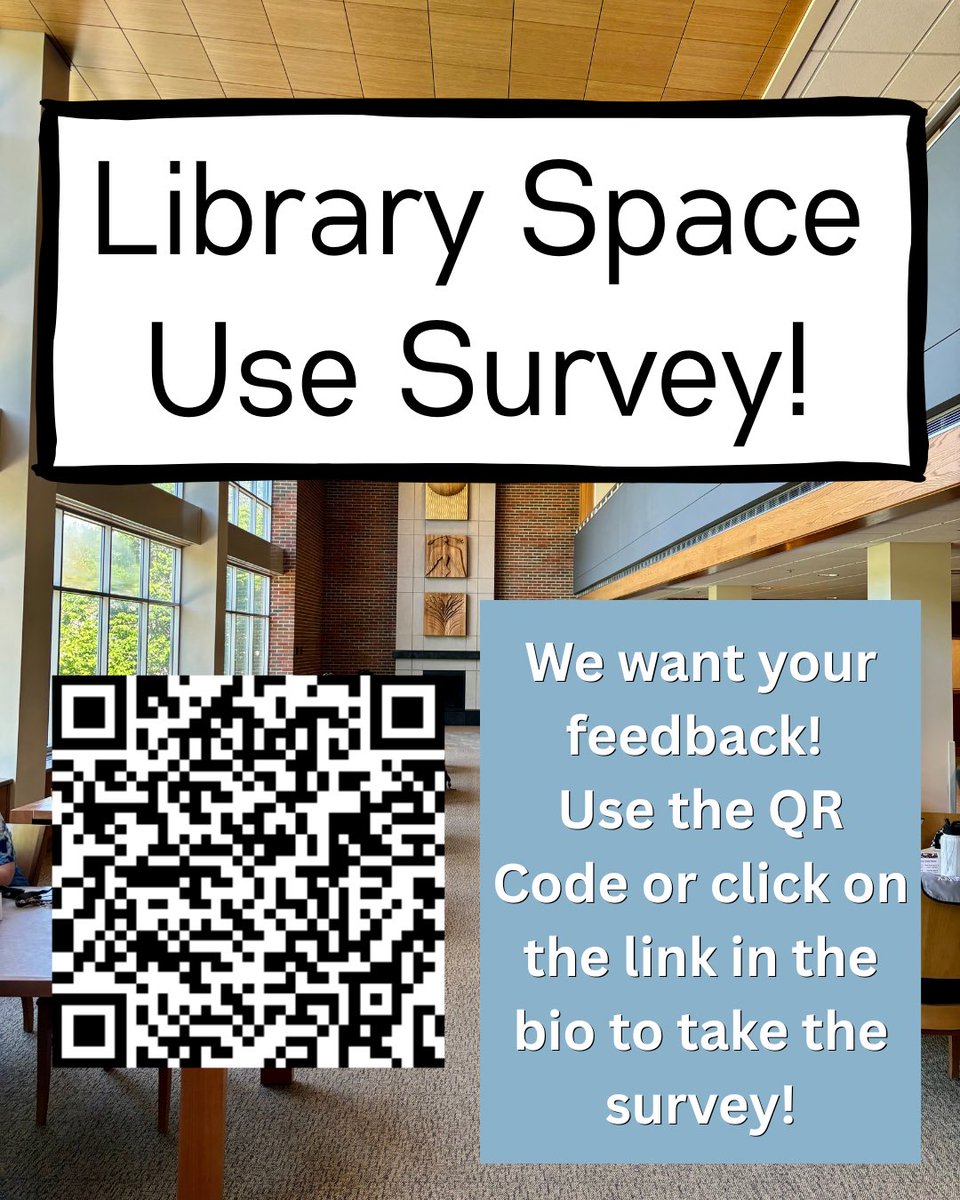 AugieLibrary's tweet photo. The Mikkelsen Library Task Force invites your feedback as we examine how the library space is currently used and it might evolve. Visit the task force’s Google site (also linked in the bio) to learn more about their work. 
Responses are anonymous. Survey ends January 31, 2026. https://t.co/YGS4bITchs