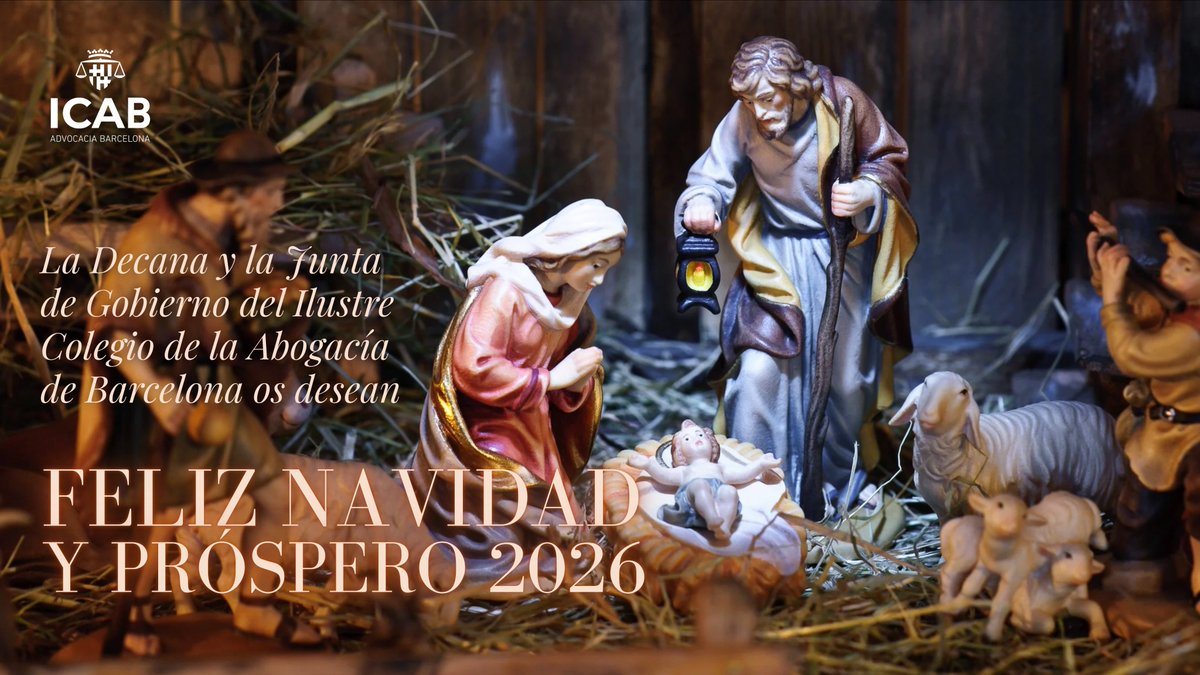 🎄 La degana i la Junta de Govern de l'Il·lustre Col·legi de l'Advocacia de Barcelona (ICAB) us desitgen Bon Nadal i Feliç 2026❕
···
🌟 La decana y la Junta de Gobierno del Ilustre Colegio de la Abogacía de Barcelona (@icabarcelona) os desean ¡Feliz Navidad y Próspero Año 2026❗