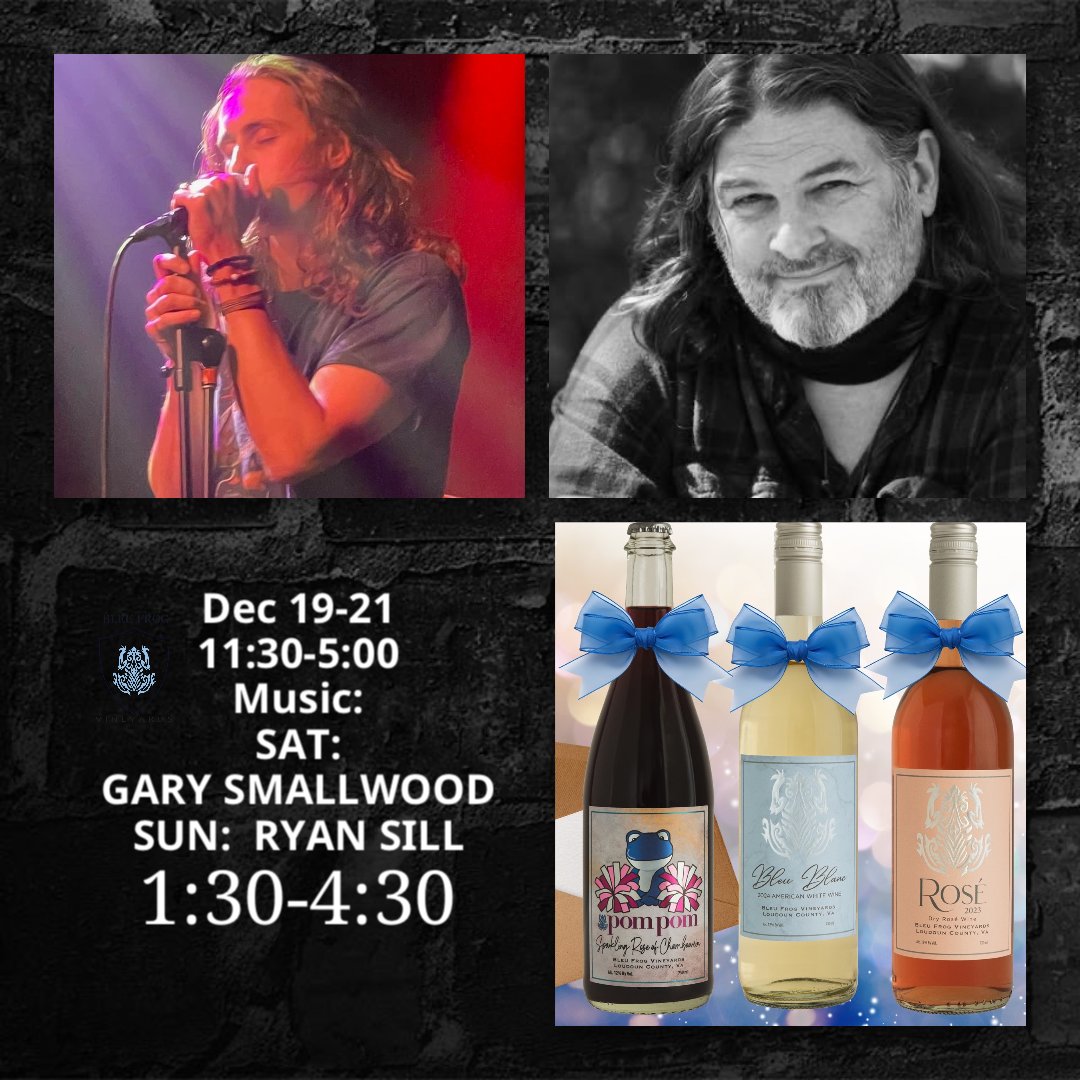 Dec 19-21 Great music weekend! Indoor &amp; Outdoor seating - Fire pits -Sports 🏈 on TV - no reserv. - Fam &amp; Pet Friendly- Gift Cards - Lovely wines, Beer, mulled wine, A La Carte food, Play Area Sand Pit - #dcswinecountry #leesburgva  #winery #bleufrog #GarySmallwood   #RyanSill