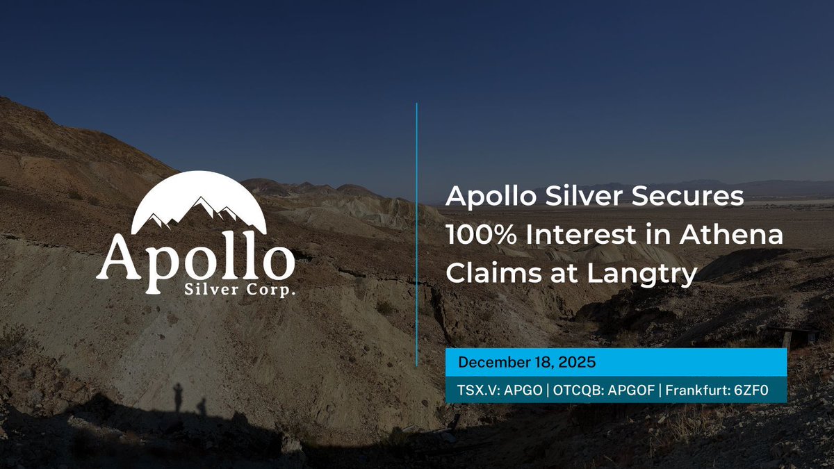 corp_apollo's tweet image. Apollo Silver secures 100% ownership of the Athena Claims at the Langtry Property, part of the Calico Silver Project in California.

Calico continues to advance as one of the largest undeveloped primary silver assets in the U.S.

🔗 buff.ly/tXGDXnE

$APGO $APGOF #Silver