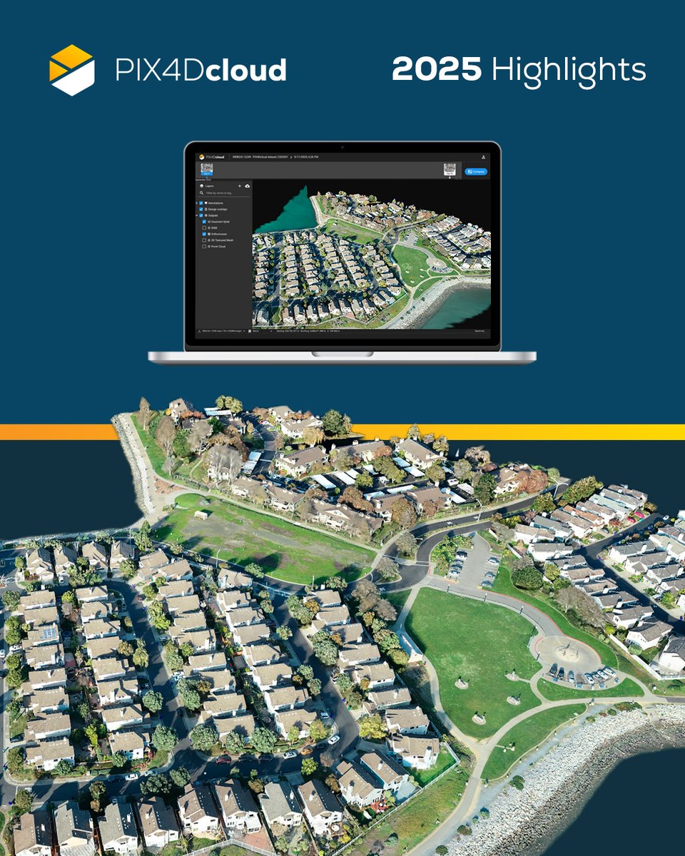 pix4d's tweet image. A landmark year for #PIX4Dcloud! 🎊 

We scaled #georeferenced #GaussianSplatting from phone to drone projects in just one year, delivering measurable photorealism. 💫  

Plus, Organization Management, enhanced #BIM/#GIS exports, &amp;amp; more!

Full highlights: pix4d.com/blog/PIX4Dclou…