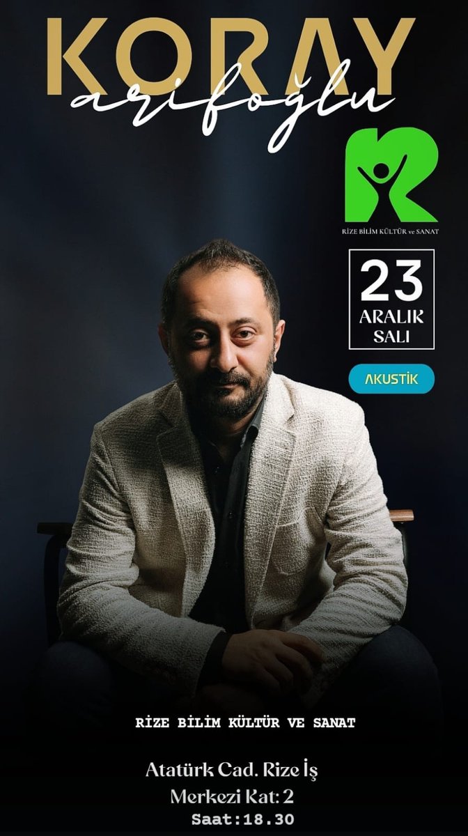 🥳Koray Arifoğlu'nun Akustik dinletisinde Rize BKS'de buluşalım!

🗓️23 Aralık 2025 Salı
🕡18.30
📍Rize BKS