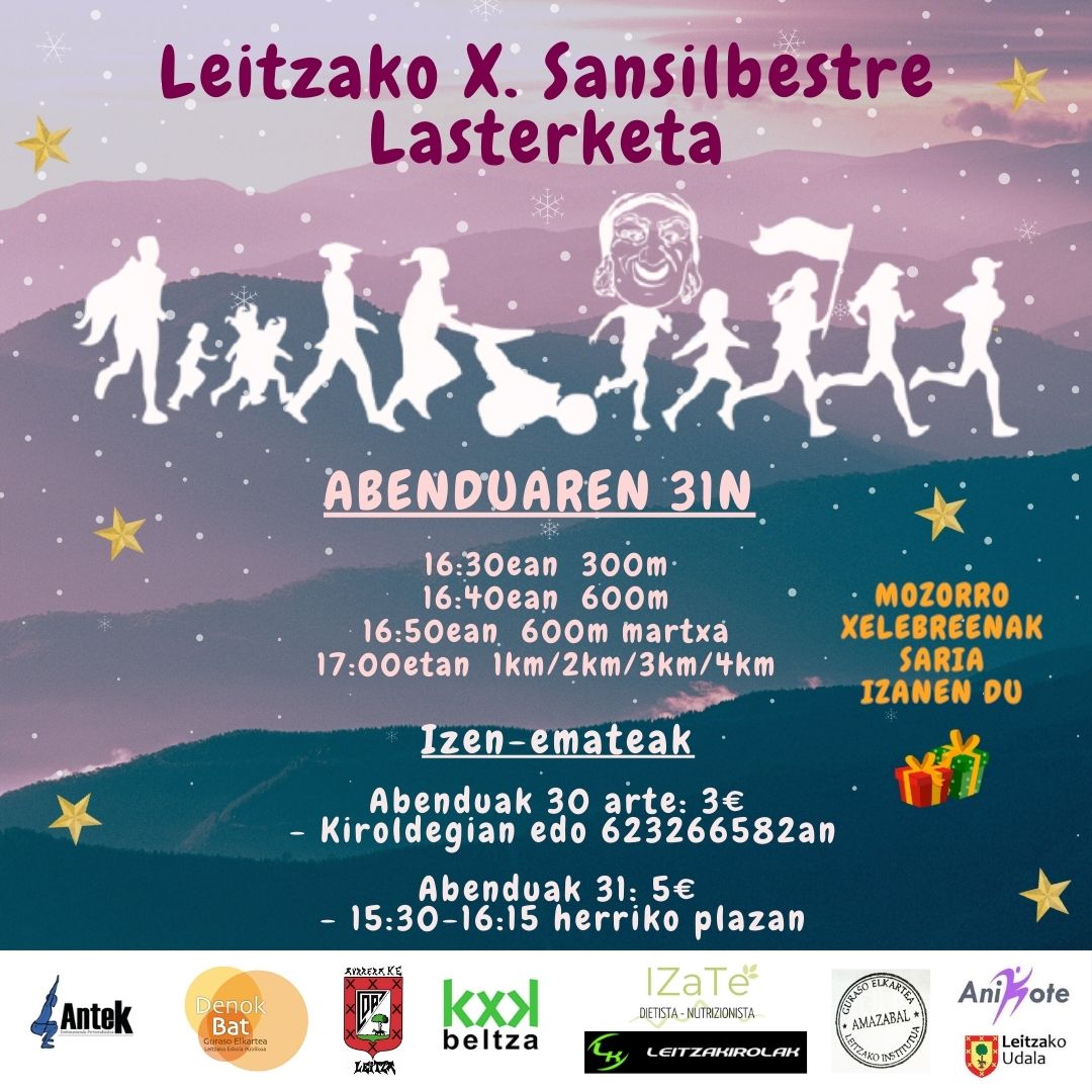AnikoteLeitza's tweet photo. Leitzako X. Sansilbestre lasterketa 2025 🏃‍♂️🏃‍♀️
Izen-ematea:
* Abenduaren 30a arte: 3 € (kiroldegian edo 623 266 582 📞).
* Abenduaren 31n: 5 € (Herriko Plazan, 15:30 etatik 16:15era).
🎽 Animatu zaitez parte hartzera! Urtea amaitzeko ekintza bikaina energiaz eta festaz betea! 🎉 https://t.co/Hy4L8lUMTM