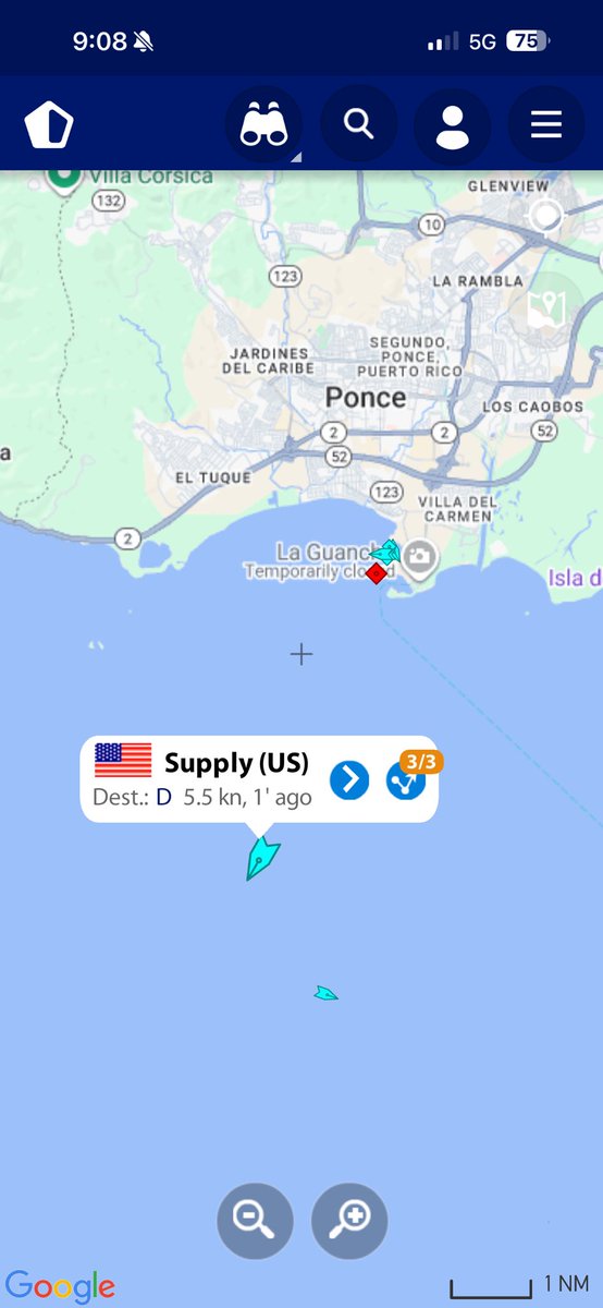 🚨OPERATION SOUTHERN SPEAR🚨
The USS Iwo Jima is no leaving the port of Ponce at this moment. In the distance, USNS Supply is pointing towards the port. It might be probably waiting turn as soon the JIMA clear the port. 
<a href="/LatAmMilMVMTs/">LatAmMilMovements</a> <a href="/Gh0str1dr91/">Gh0str1dr🛩</a> <a href="/MichaelBonet8/">Michael Bonet 🇵🇷</a> <a href="/HRspotting/">HR.spotting</a>
