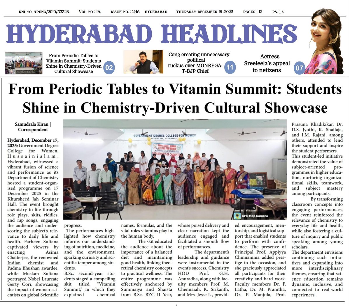 Chemistry leapt off the stage at Hussainialam as students linked science to daily health through performances. A tribute to Asima Chatterjee and Gerty Cori highlighted women’s power in science, inspiring curiosity. <a href="/EduMinOfIndia/">Ministry of Education</a>