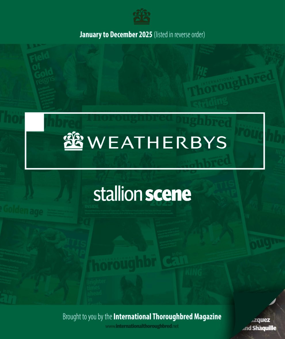 weatherbysltd's tweet image. It has been another fantastic year working with Sally Duckett and the @InterThorough Magazine team.
The ‘Weatherbys Stallion Scene’ has taken us to 🇺🇸, 🇮🇪, 🏴󠁧󠁢󠁥󠁮󠁧󠁿, 🇩🇪, 🇮🇳, 🇫🇷, 🇦🇺, 🇿🇦, &amp;amp; 🇯🇵 over nine editions in 2025!
You can catch up with all the articles here👉🏻…