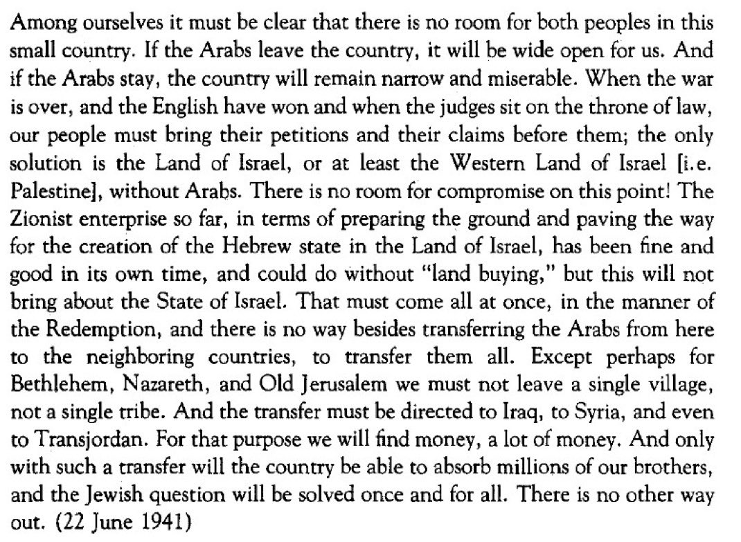 100_alpha's tweet photo. #DontStopTalkingAboutPalestine
See below what #ZIonist #YosefWeitz the Director of the Land & Afforestation Department of the #JewishNationalFund in #June1941 said about #Palestine.
>”it must be clear that there is no room for both peoples in this small country”
#IsraelMustGo https://t.co/8JgfVXDa28
