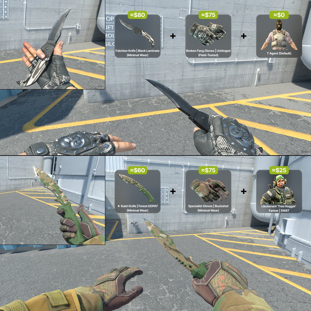 MarketCSGO's tweet image. Decent combos under $160 👀