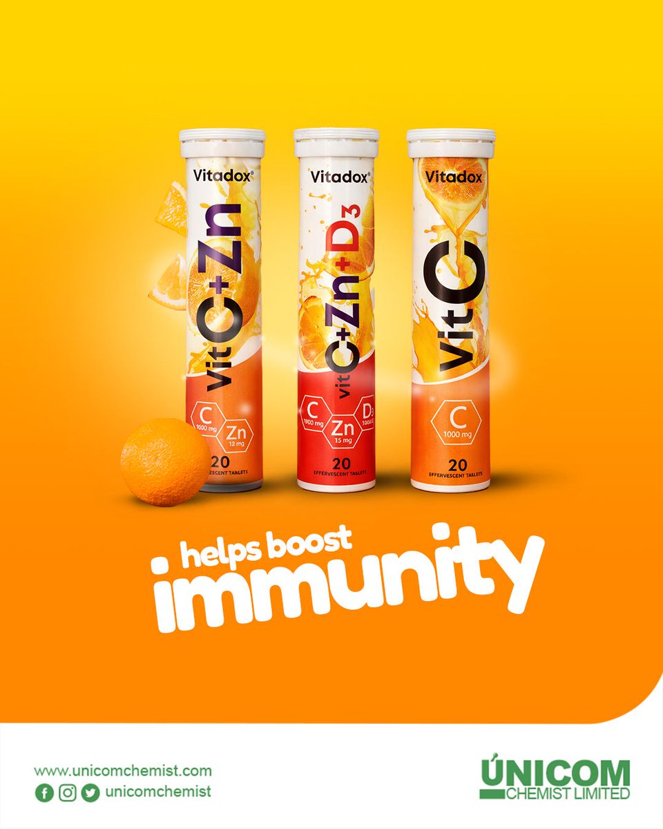unicomchemist's tweet image. Same Vitadox you trust, now in a fresh pack 🍊
Stack up on Vit C, Zinc, and multivitamins, and stay protected through the holidays.