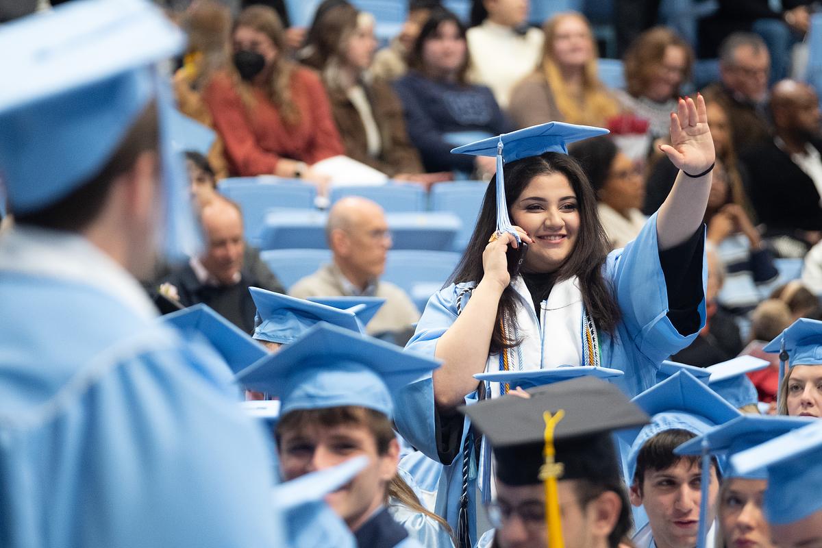 UNC's tweet photo. Caps off to #UNC25 🎓 We can’t wait to see all that you accomplish! https://t.co/g00Fi0771S