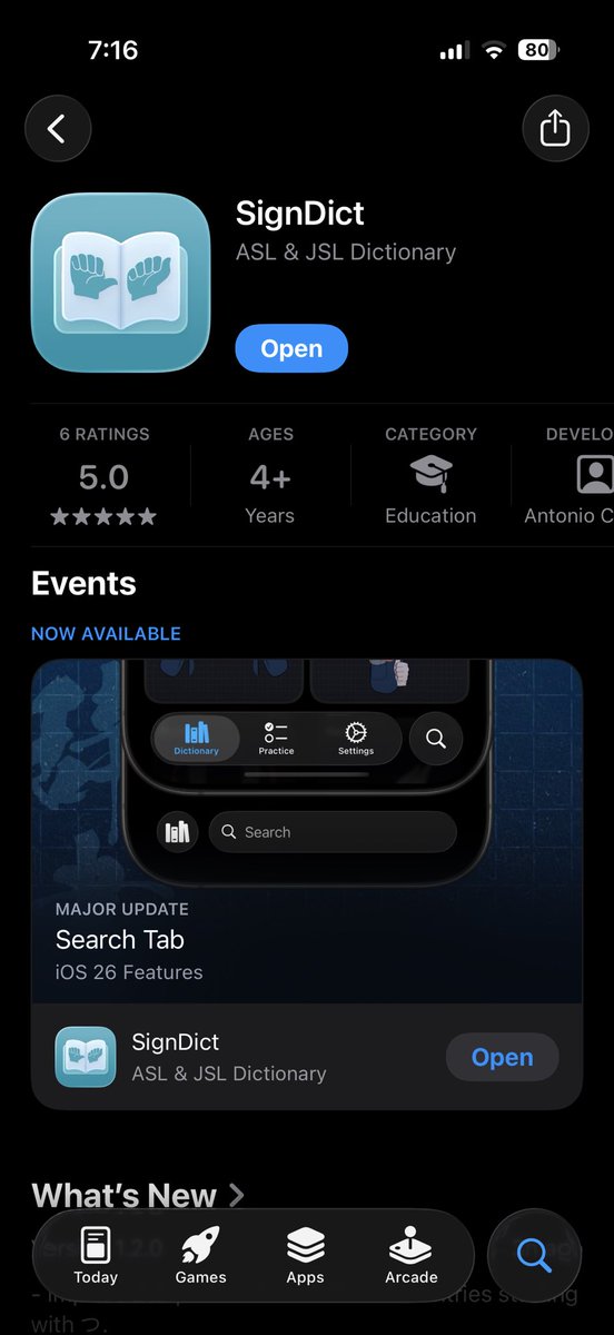 antonio07341176's tweet image. 🚨 New SignDict update is live on the App Store! 🚨
✨ Now supports iOS 17 &amp;amp; iOS 26 search bar feature  ❄️ new snow icon 🔧 And more!
Update now and explore all the new features! #AppUpdate #iOS