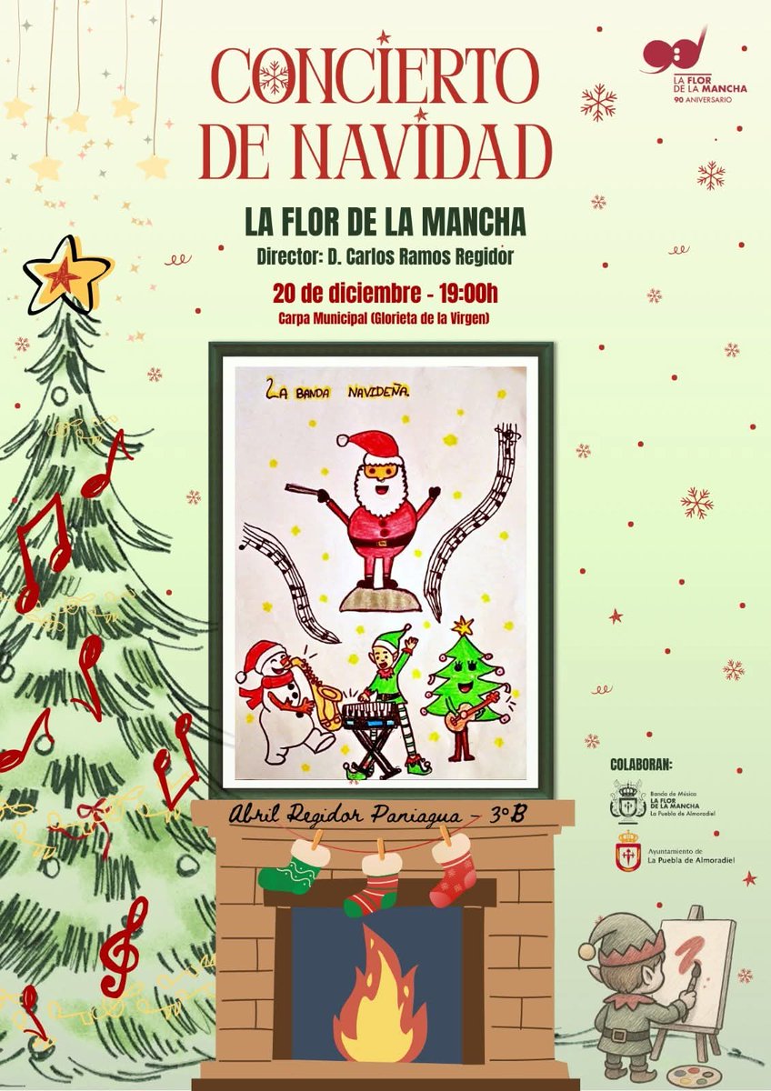 🎄🎶 Este sábado llenamos la Carpa Municipal de música y espíritu navideño.

📅 20 de diciembre | 🕖 19:00 h
🎺 Concierto de Navidad de La Flor de La Mancha
👏 Enhorabuena a Abril Regidor Paniagua, ganadora del cartel.
¡Feliz Navidad! ✨

lapuebladealmoradiel.es/a-flor-de-la-m…