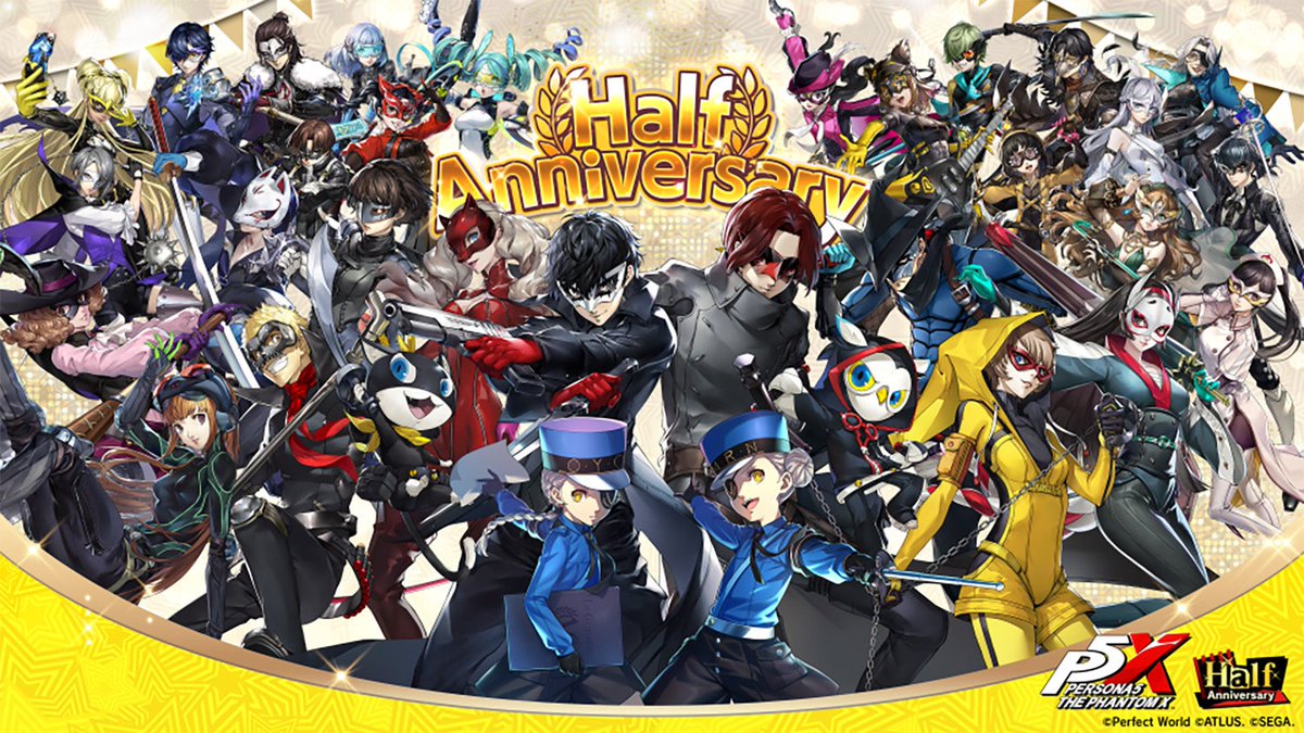 Persona5X_News's tweet photo. Sega must have sent the wrong press kit by accident cause now there is a new illustration of the half anniversary poster with Justine &amp; Caroline on it.

Its never truly a Persona game without an accidental leak💔

https://t.co/i3rdXGjwUM https://t.co/GnAmLOtxlu
