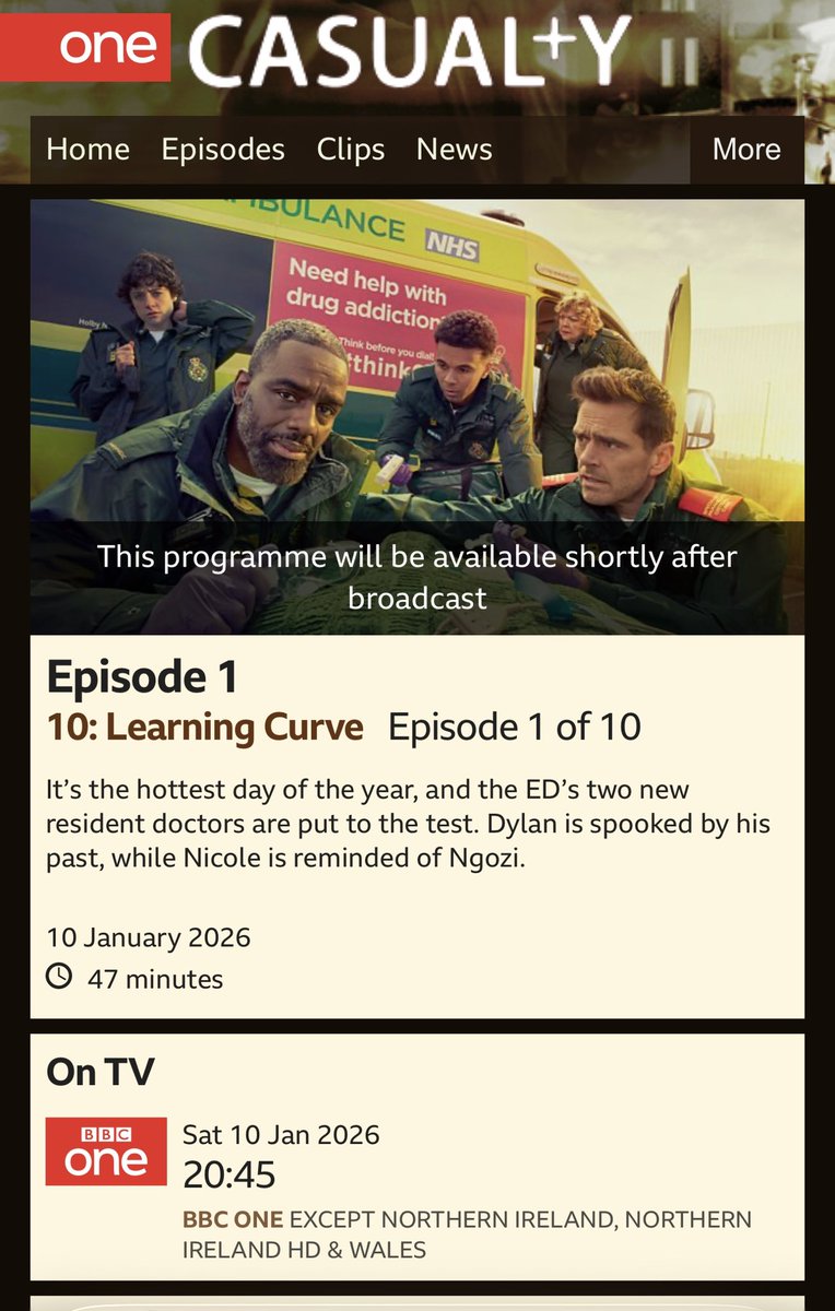 ProductionsJAW's tweet image. Hate how the show has lost any semblance of taking place in real time anymore - hottest day of the year airing in January 🙃 #Casualty
