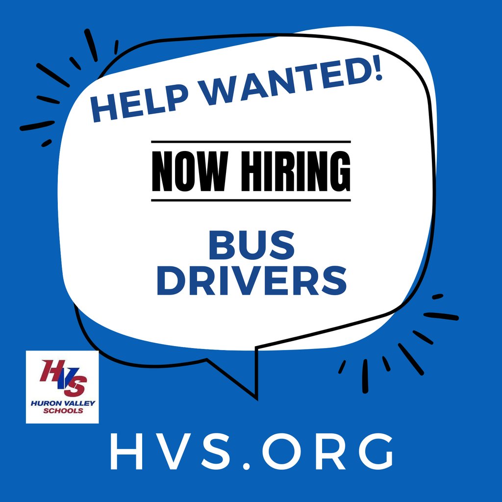 "Help Wanted!"

HVS is hiring bus drivers! Help students learn by getting them to and from school every day. 

#WeAreHVS  #HVSSuccess