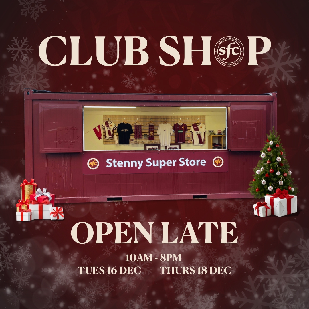 StenhousemuirFC's tweet photo. ๐๐๐๐ ๐๐๐๐ || ๐๐๐๐ ๐๐๐๐๐๐๐ ๐๐
The Club Shop is open late until 8pm tonight, perfect for last-minute Christmas gifts and stocking fillers.
Pop along and get sorted ahead of the festive period.
โ๏ธ #ClubShop #XmasShopping https://t.co/jxLysPvQEF
