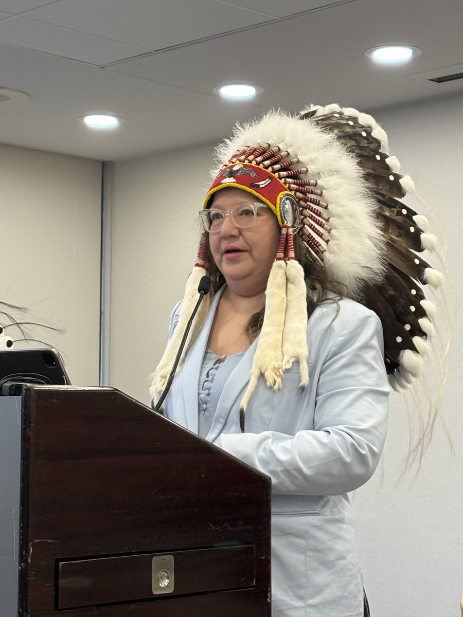 AFN National Chief Cindy Woodhouse speaks this morning at media conference declaring that First Nations covered by Treaty 9 will continue to defend their rights in the Ring of Fire area against Ford’s attempts to shut down their legal actions to defend those rights.
