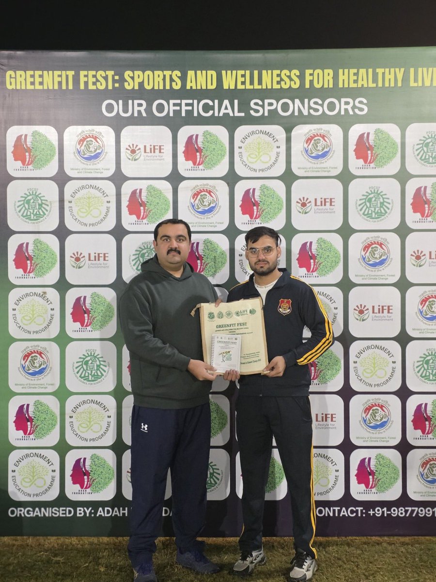 AdahFoundation's tweet photo. On 10-Dec-2025, The Greenfit Fest – T20 Cricket Match successfully engaged young minds through sports and sustainability @PSCST_GoP @moefcc 

Chief Guest: Sh. Ajitesh Kaushal, SHO Airport, Mohali

#GreenfitFest #MissionLiFE #ProPlanet #Environmenteducationprogram #AdahFoundation https://t.co/q4kWhbnbcn