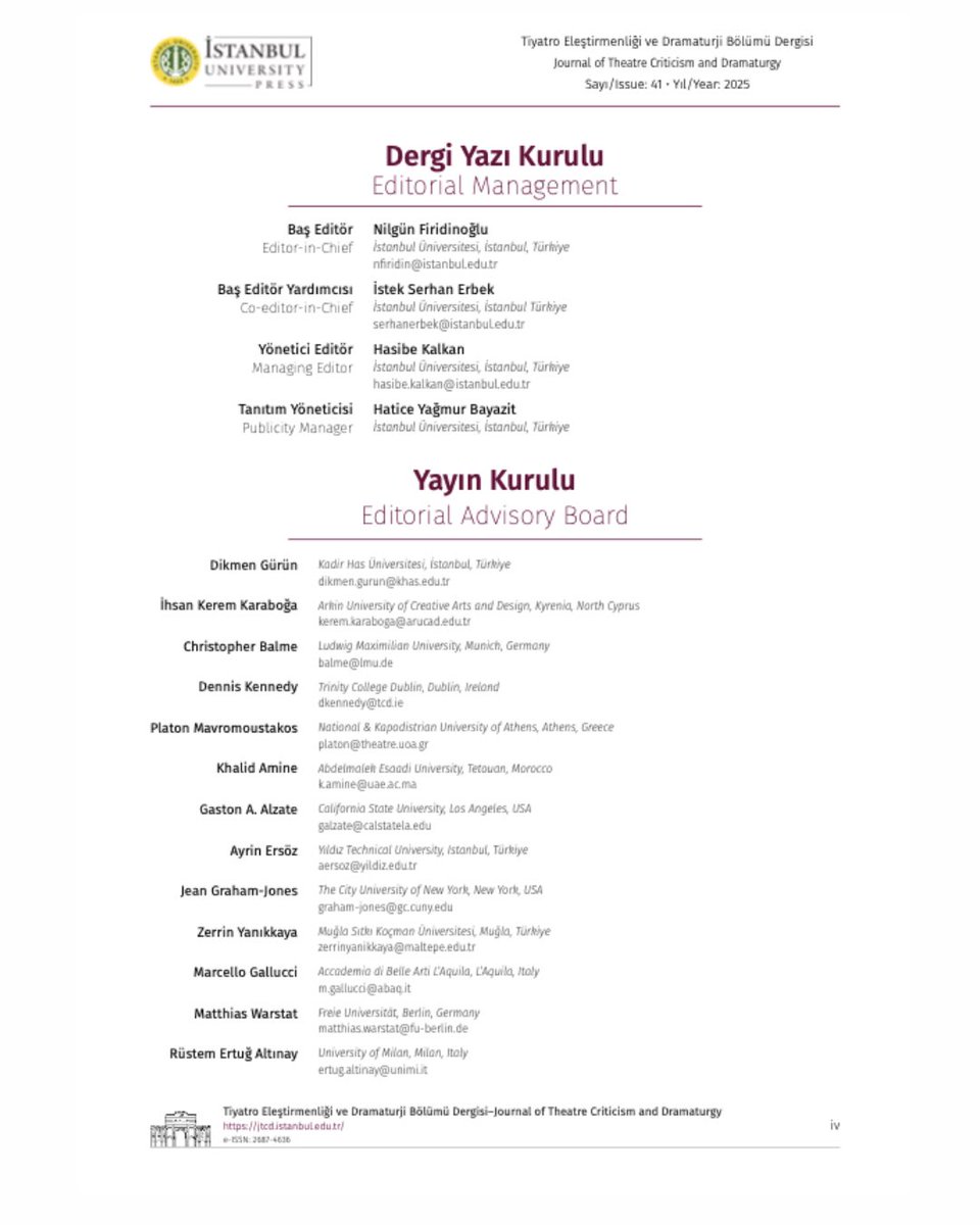 ted_jtcd's tweet photo. Tiyatro Eleştirmenliği ve Dramaturji Bölümü Dergisi'nin 41. sayısı yayında.

The 41st issue of the Journal of Theatre Criticism and Dramaturgy is out.

You can access online via the link: https://t.co/in2hbO5USa https://t.co/ygX3wZ1IIq