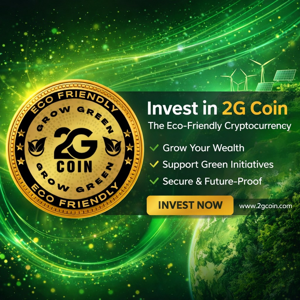 🌱 Eco-Friendly. 🚀 Growth-Driven. 💰 Future-Ready.
Invest with 2G Coin in a sustainable and smarter digital future.
Start today and secure tomorrow’s growth—today.

#2GCoin
#EcoFriendlyCrypto
#GrowGreen
#DigitalFuture
#SmartInvestment
#Crypto