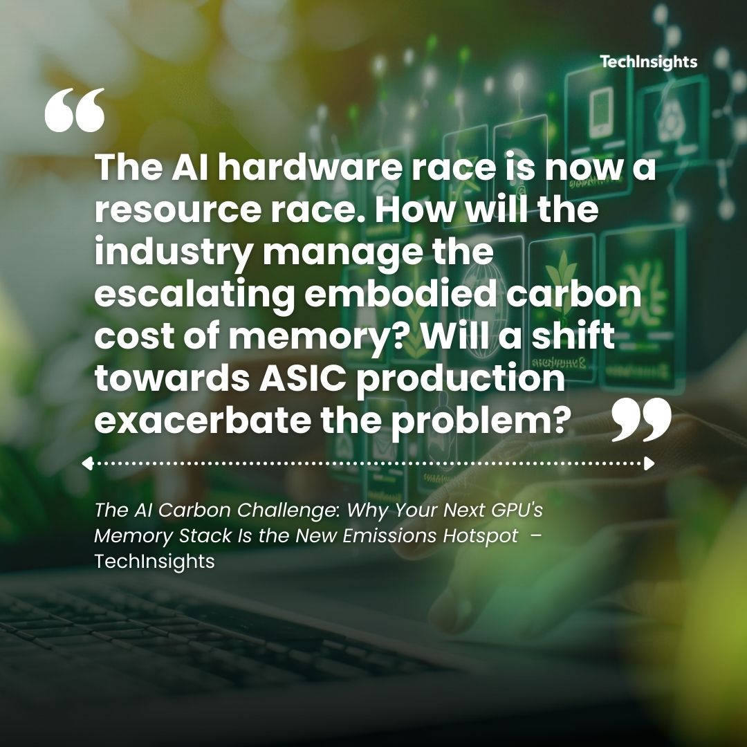 techinsightsinc's tweet image. Forget the GPU die—the new carbon hotspot is memory (HBM). We forecast the average AI accelerator will stack 250 HBM dies by 2030. That explosion in complexity drives embodied carbon up dramatically. 

Read the full blog for details 🔗
bit.ly/3MJZ2sP

#HBM #GPU