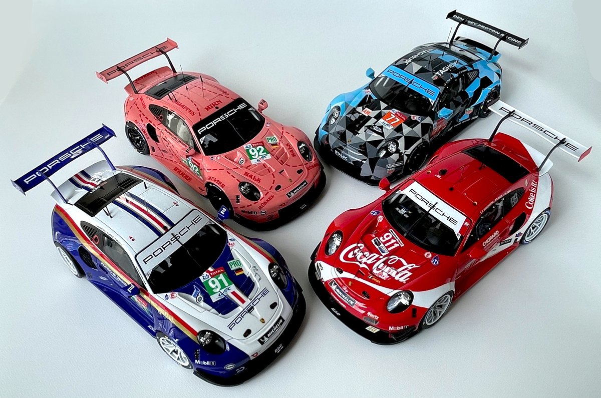 NuNu/Platz ポルシェ911RSR
発売時から作りたいと思っていた4台が遂に揃いました🎊
#NuNu 
#Platz 
#Porsche 
#911rsr 
#カーモデル好きと繋がりたい 
#数で勝負