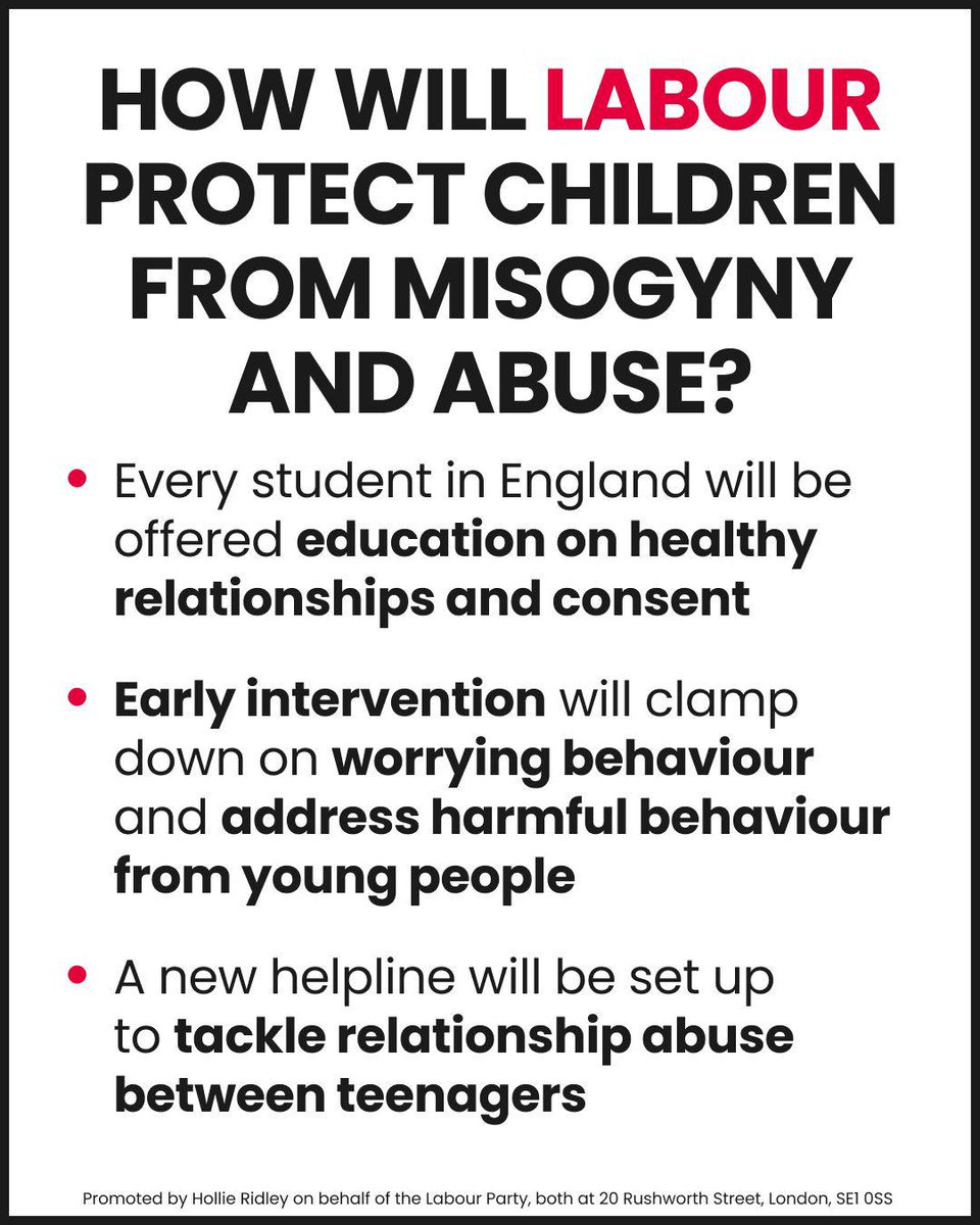 In Opposition <a href="/jessphillips/">Jess Phillips</a> and I wrote Labour's Green Paper on Ending Violence Against Women and Girls.

We called for a cross‑government strategy to tackle VAWG and said education is vital.

Today, we set out how we will protect children from misogyny and abuse.