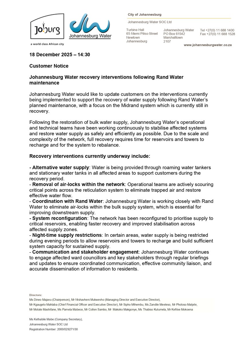 Johannesburg Water tweet media