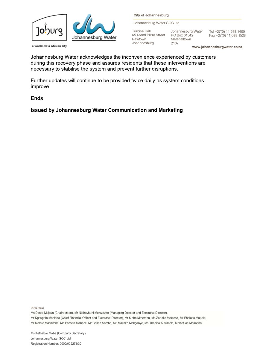 Johannesburg Water tweet media