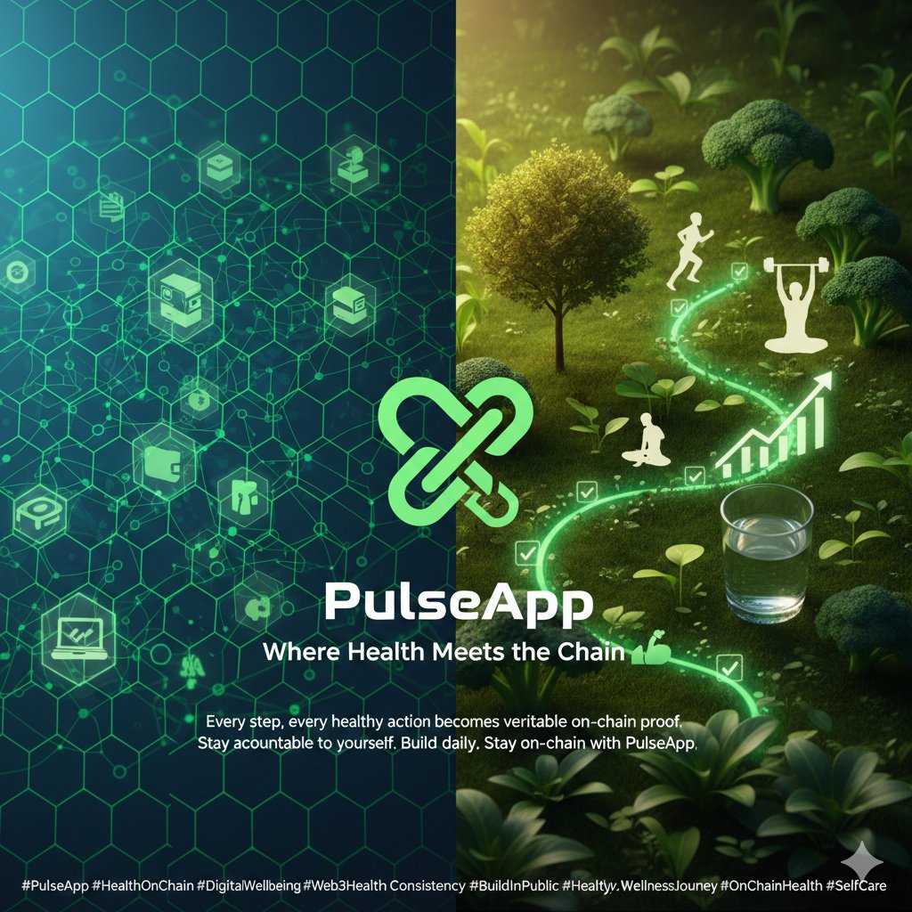 JCalSOL's tweet image. Health Meets the Chain With @PULSEAPP 💚⛓️

Track your habits 🏃‍♂️🥗💧, stay consistent 📈⏳, and turn your healthy journey into on-chain proof 🔗✅. 
Small daily choices 🌅💪 = big impact 💫🌱

#PulseApp #HealthOnChain #WellnessJourney #Web3Health #Consistency #SelfCare