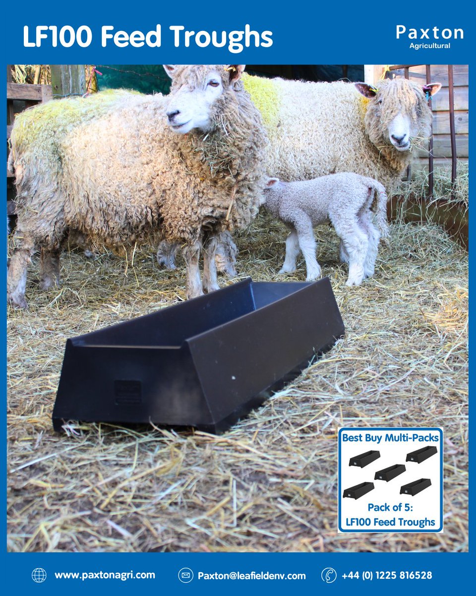 Our Pack of 5 LF100 Feed Troughs offers 16L capacity, strong double-skin moulding &amp; smooth easy-clean surfaces. 

Find out more 👇
paxtonagri.com/product/lf100p…

#livestock #agriculture #feedtrough #ukmade