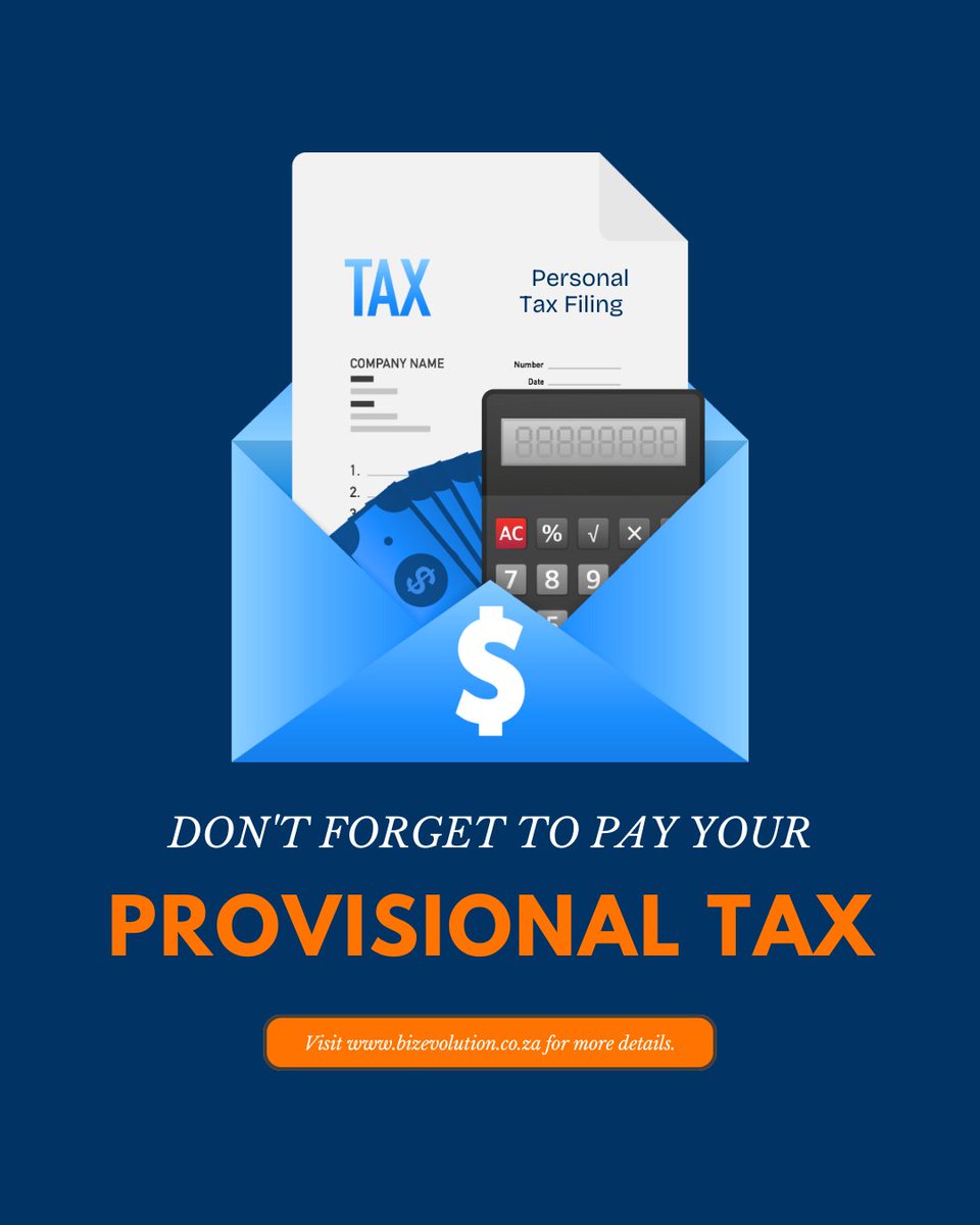 Don’t forget your provisional tax prep for Jan 2026.
The 20 Jan deadline is coming — plan early to avoid penalties.

Visit: bizevolution.co.za

#ProvisionalTax #TaxDeadline #BizEvolution #SARS #SmallBusiness #DJWarras #1CustomerCommitment #PrizeDrop #Christmas