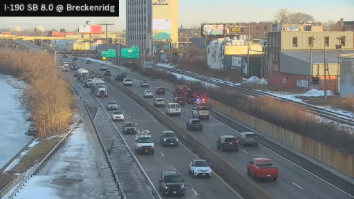 news4buffalo's tweet photo. A #BlackRock #Buffalo I-190 North #TrafficAlert - disabled car carrier tractor trailer blocks the right shoulder 190 north just before the 198 split - some delays in place before the #PeaceBridge https://t.co/DjDWuBEyc8