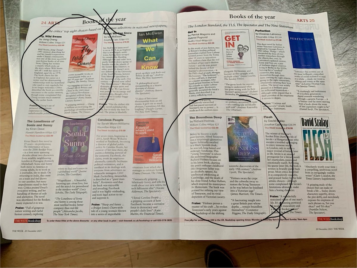 ArabellaPike's tweet photo. Some early Christmas cheer! Jung Chang #FlyWildSwans and Richard Holmes #BoundlessDeep - two of the eight books of year in ⁦@TheWeekUK⁩ ⁦@WmCollinsBooks⁩ https://t.co/treMdfNne5