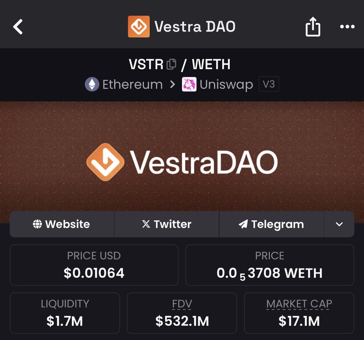 The ticker is $VSTR 

All tickers going down but $VSTR moving up 👨‍🍳
