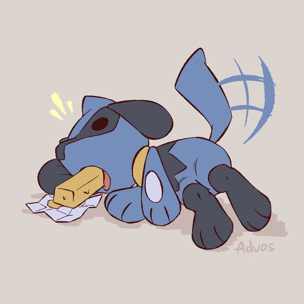 AdvosArt's tweet image. Quick redraw of the old butter Riolu doodle because i'm bored
