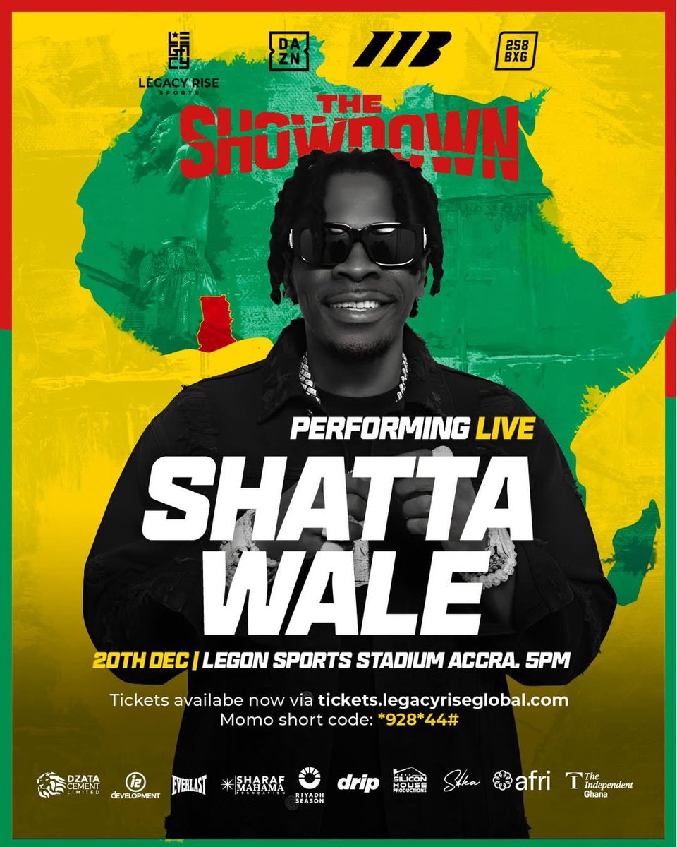BOXINGCORNER_'s tweet image. ‼️BREAKING NEWS‼️

SHATTA WALE 👑 is Performing LIVE This Saturday, DEC 20 at The BIGGEST BOXING event to happen in Africa 

Venue: THE LEGON SPORTS STADIUM 🏟️ 

#GhanaBoxing #Boxing #LegacyRiseSports
