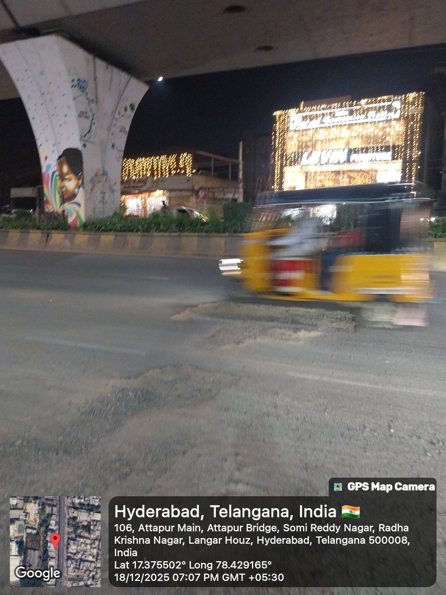 Arlwa_TS's tweet photo. @CRMP_KNR_KZ1 please take necessary action. It is very dangerous. Piller no 104 ringroad attapur to mehdipatnam @revanth_anumula @GHMCOnline @CommissionrGHMC @gadwalvijayainc @HYDTP https://t.co/UFuHlNEod5