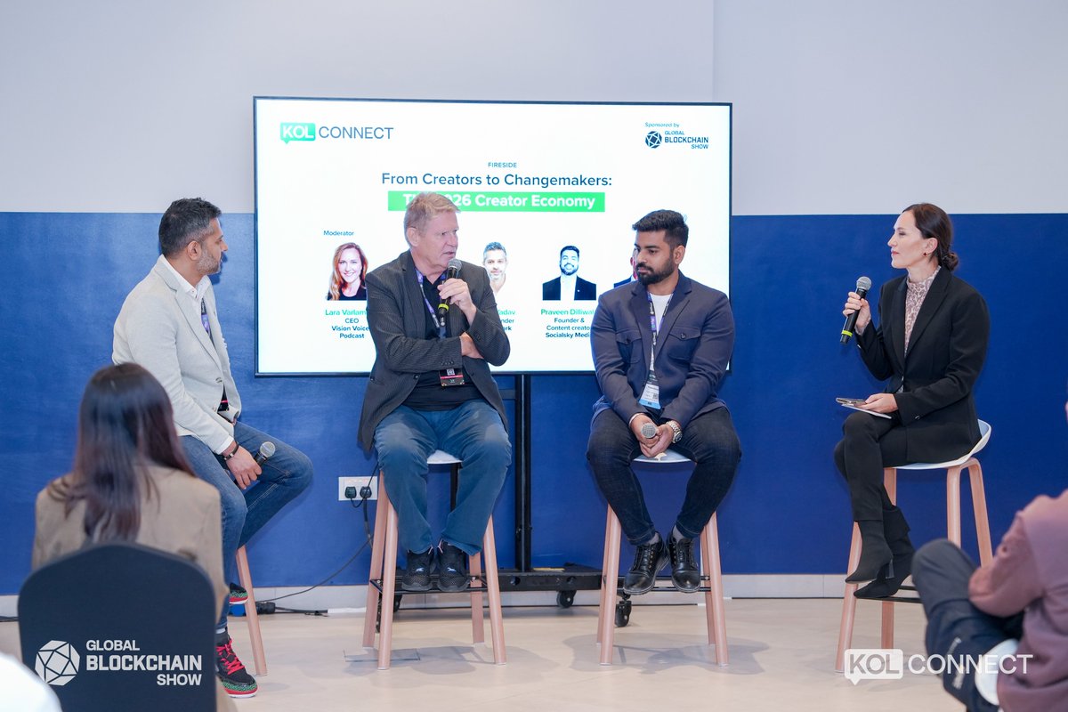 How are creators becoming changemakers? 

Huge thanks to <a href="/atulY/">Atul Yadav | Learning Ai Made Simple</a>, <a href="/pkelkka/">Pekka Kelkka - Papa Blockchain</a> &amp; <a href="/praveendiliwala/">Praveen Baid</a> for mapping out the 2026 landscape! Expertly hosted by Lara Varlamova at KOL Connect.

A side event of #GlobalBlockchainShowWeek.

The movement grows. See you at the next one!

#GBS2025