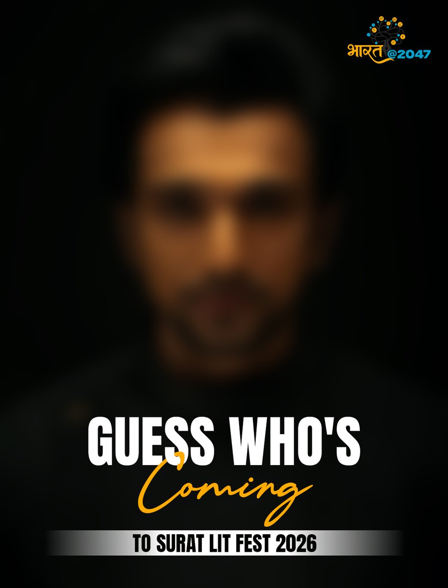 Srtlitfest's tweet image. A surprise is on its way! Can you guess who’s joining us at Surat Lit Fest 2026? 🤔✨ Stay tuned for more updates, it's going to be an event to remember! 🔥 
#SuratLitFest #GuessWho #ExcitementInTheAir #Surat