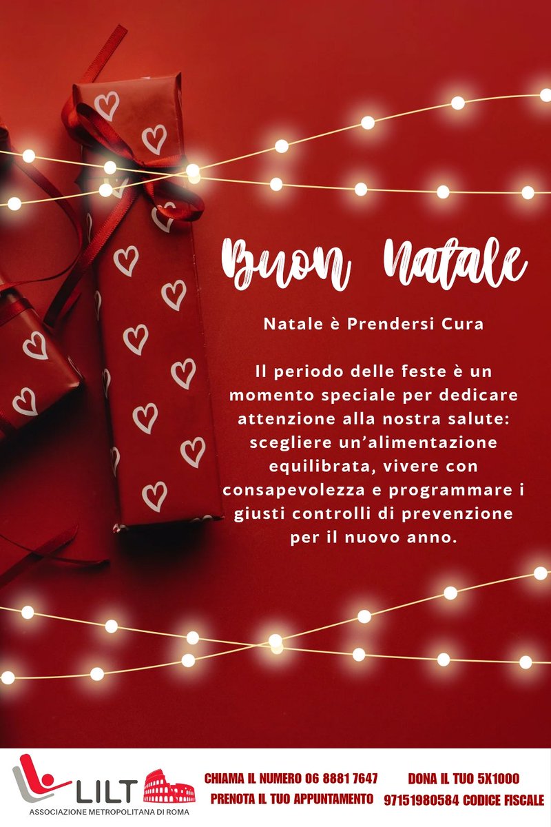 🎄 Natale è Prendersi Cura

Il periodo delle feste è un momento speciale per dedicare attenzione alla nostra salute: scegliere un’alimentazione equilibrata, vivere con consapevolezza e programmare i giusti controlli di prevenzione per il nuovo anno.