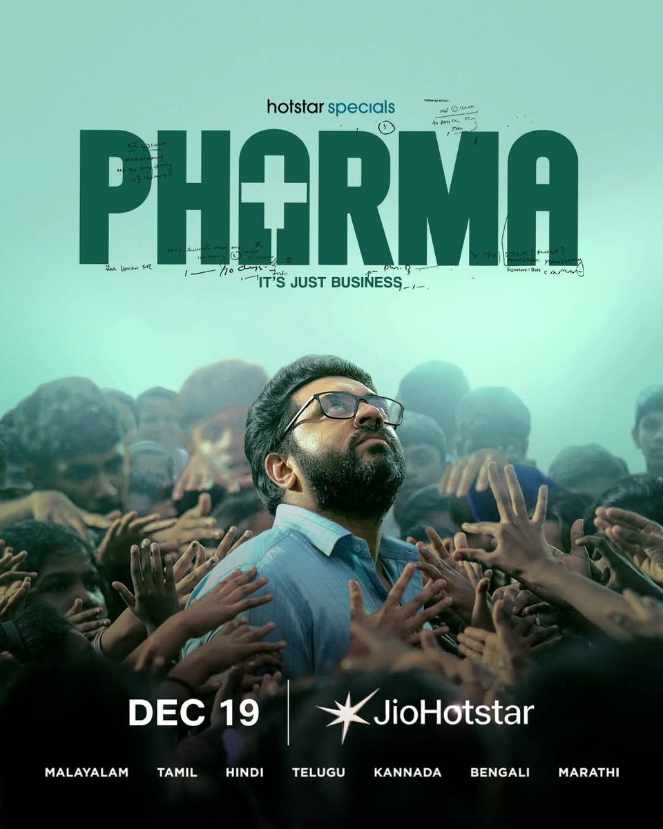 Tinkusayz's tweet photo. #Pharma - Sharp, grounded, and surprisingly intense for a medical drama. JioHotstar quietly building a strong streak of content-led originals.

Streaming worldwide from 12:00!!

 #JioHotstar #NivinPauly #PRArun  #JioHotstarMalayalam ! https://t.co/koLaRG1yVV
